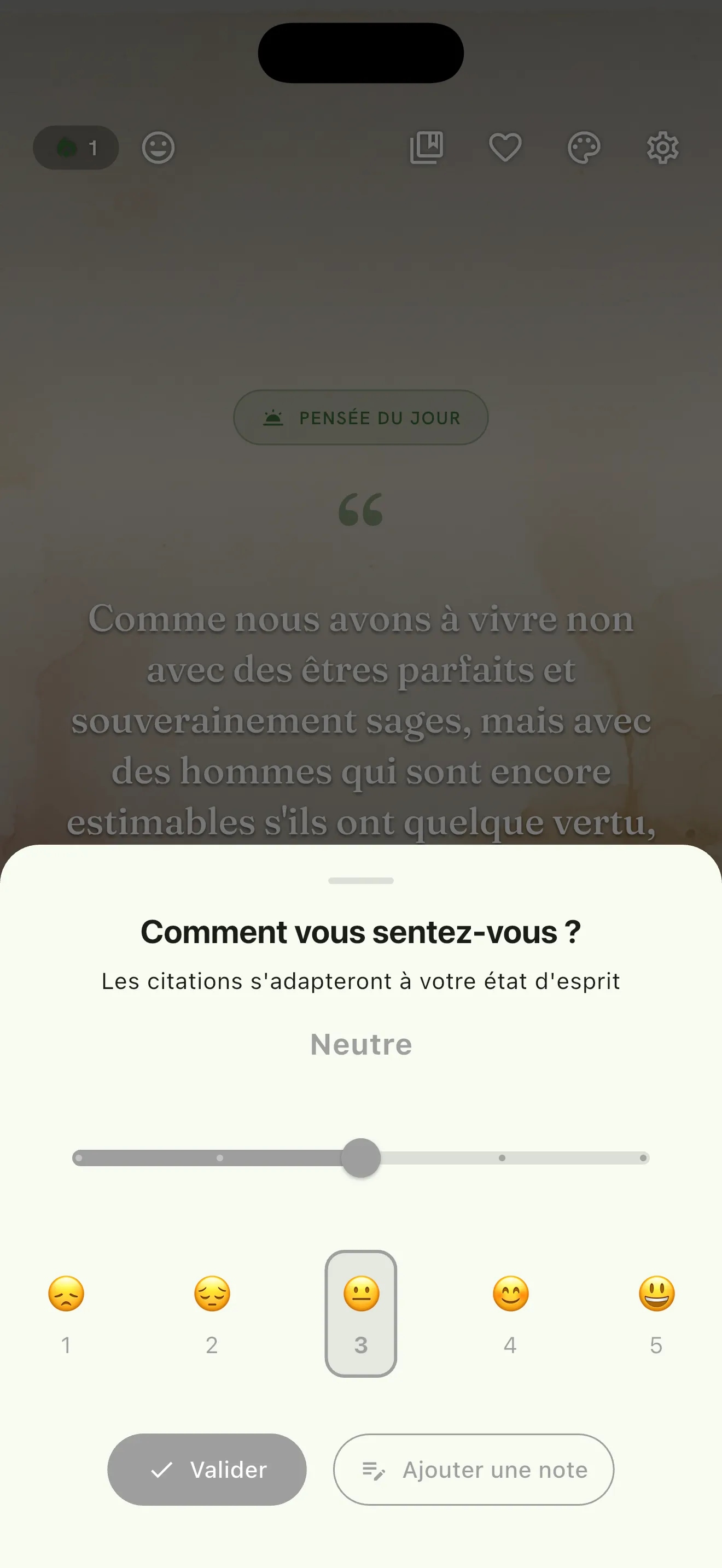 Filtrage des citations par humeur